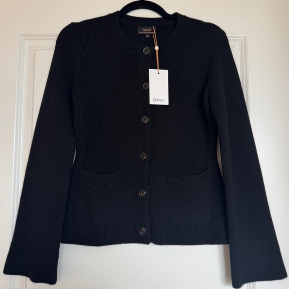 NWT! QUINCE Mongolian Cashmere
Structured Cardigan Sweater | Black | Size XS - Picture 3 of 11